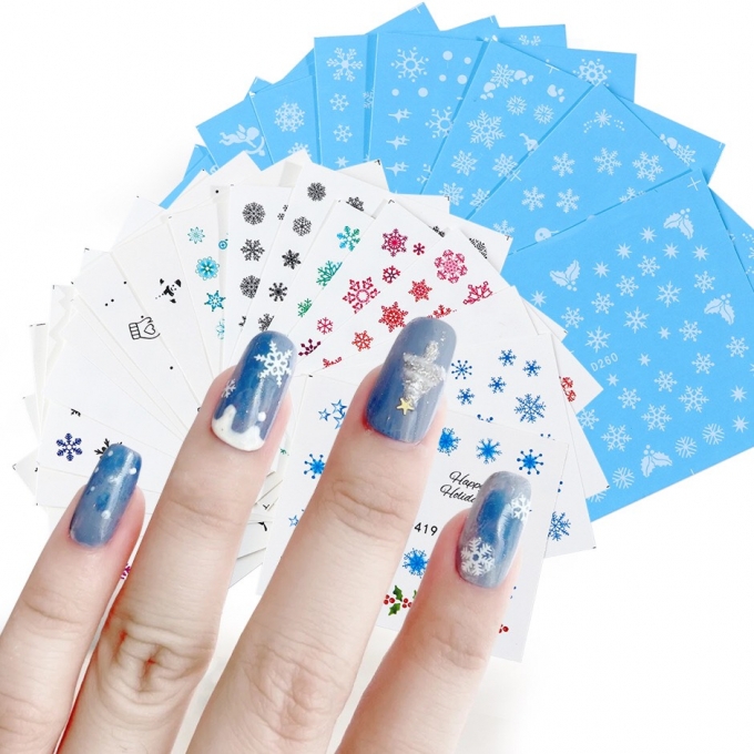 Sticker bông tuyết dán nước trang trí móng nail giáng sinh 0925
