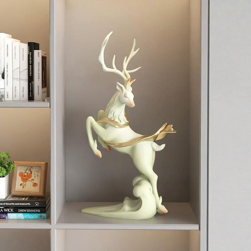 Đồ decor trang trí tượng hươu nâng trăng nghệ thuật cao cấp 001