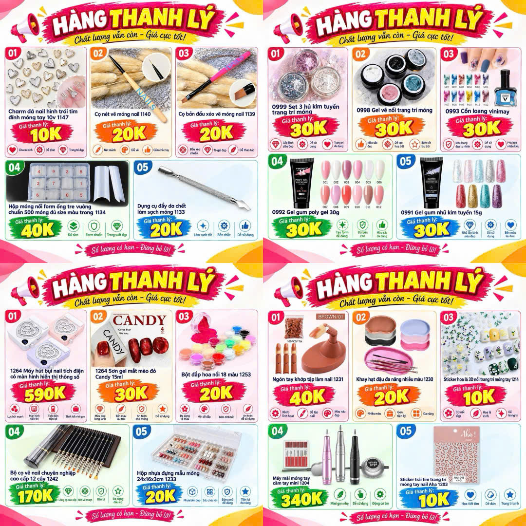Thanh Lý Đồ Nail Giá Vốn Tại TPHCM – Cơ Hội Mua Dụng Cụ Nail Sỉ Lẻ Giá Tốt