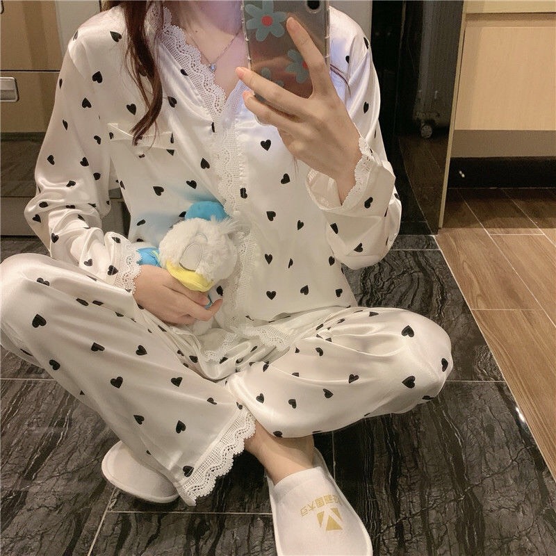 Bộ đồ ngủ lụa satin tay dài 1371