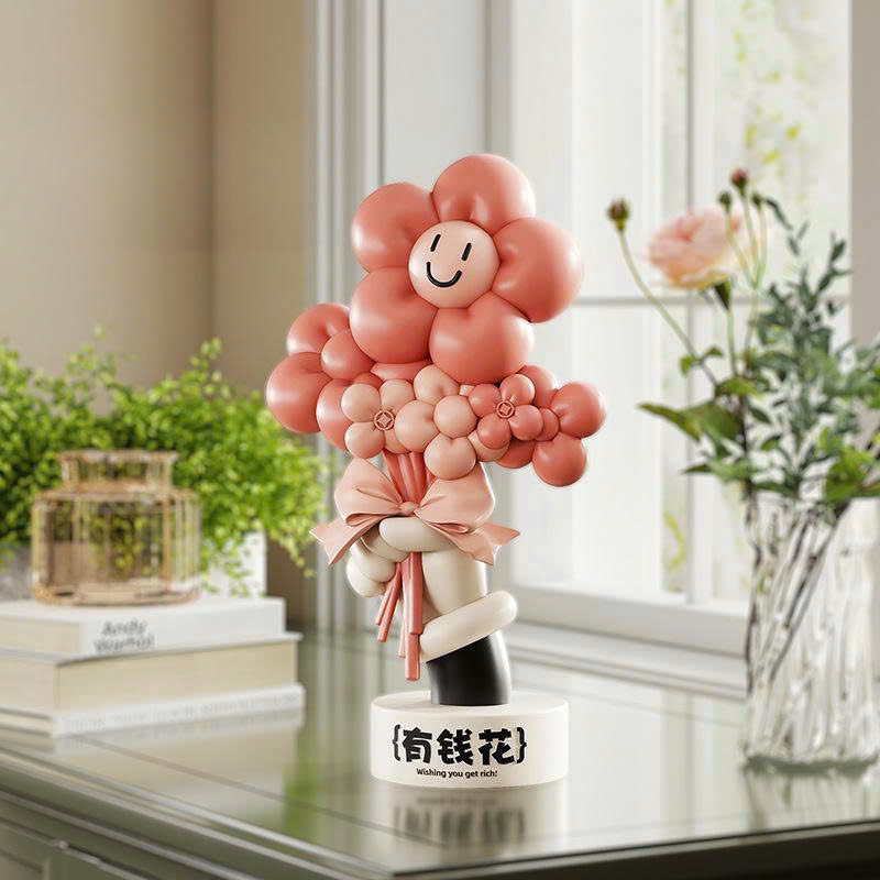 Đồ decor trang trí tượng bó hoa mặt cười dễ thương 006