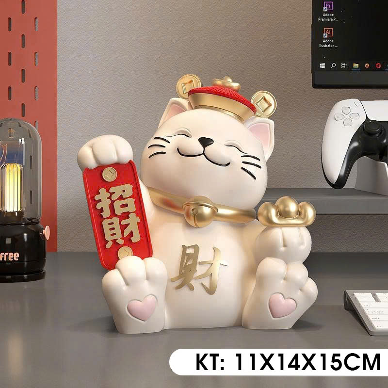 Tượng decor trang trí mèo thần tài 018