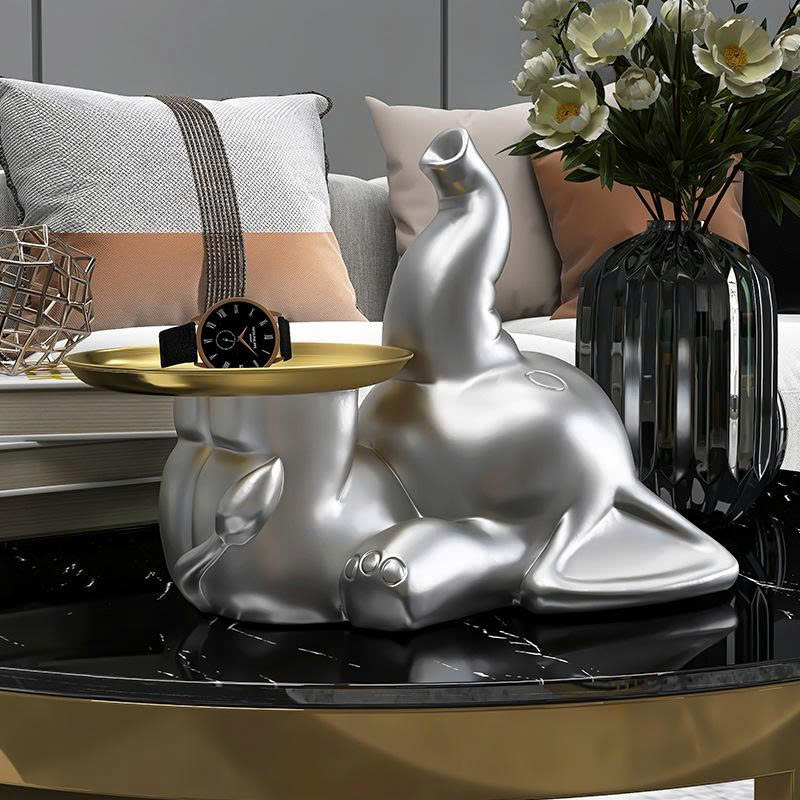 Tượng decor trang trí kết hợp bàn hình chú voi con ngộ nghĩnh 027