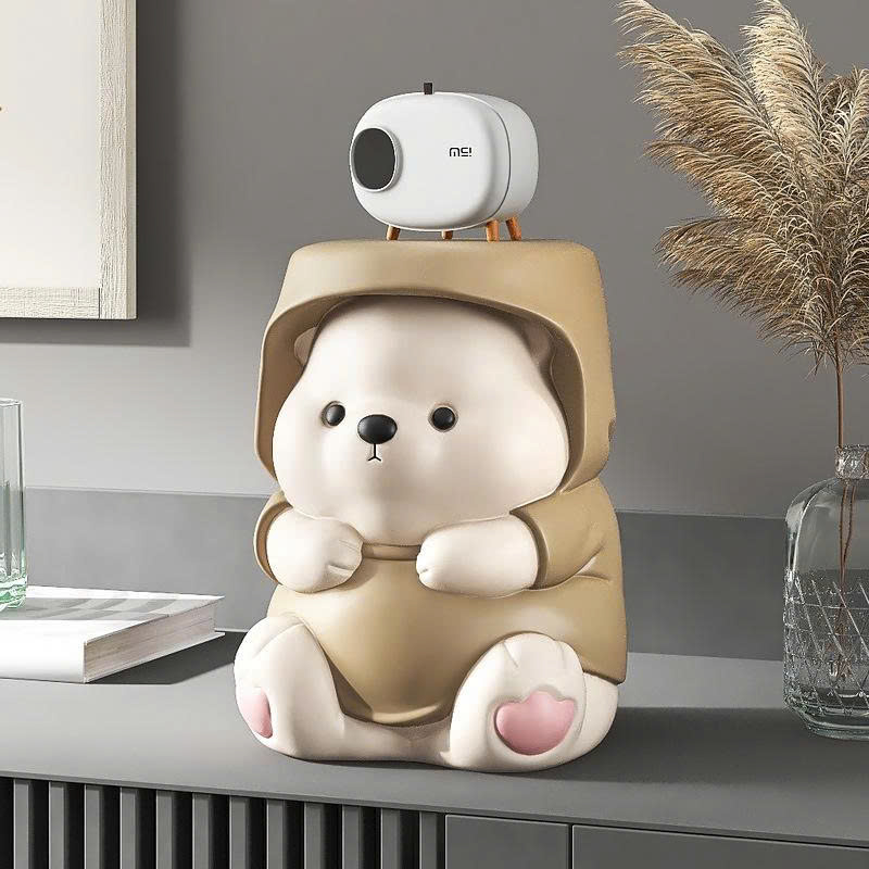 Tượng decor trang trí gấu đáng yêu kèm kệ để đồ mini 034
