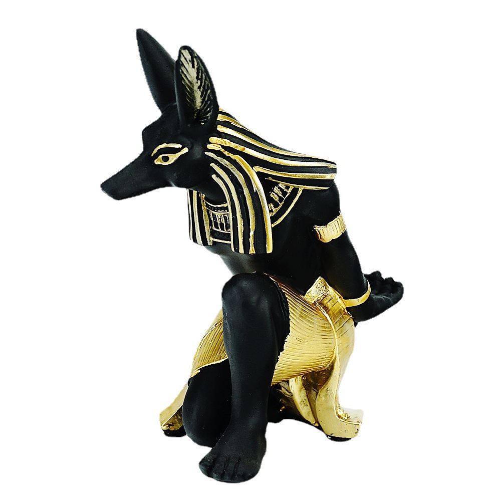 Kệ để rượu decor trang trí tượng thần Anubis ngồi canh gác Ai Cập cổ 043