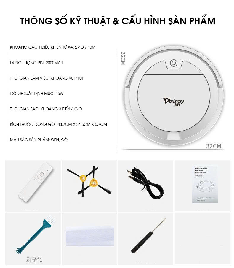 Robot quét nhà thông minh điều khiển từ xa RB002