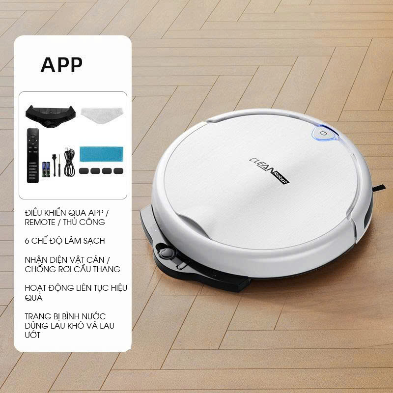 Robot hút bụi lau nhà thông minh cảm nhận được chướng ngại vật RB005