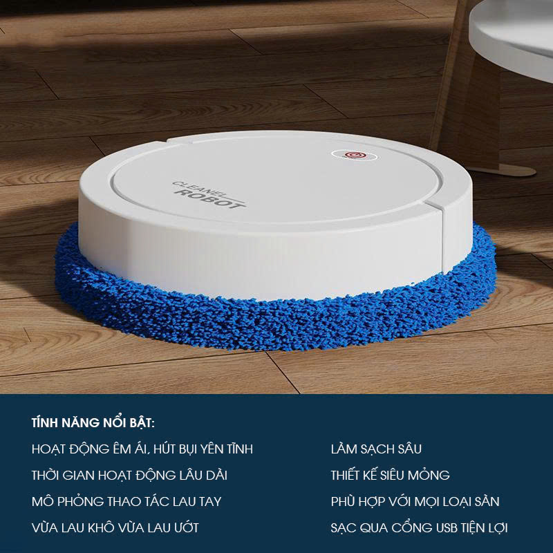 Robot lau nhà tự động mini siêu mỏng siêu êm siêu sạch RB013