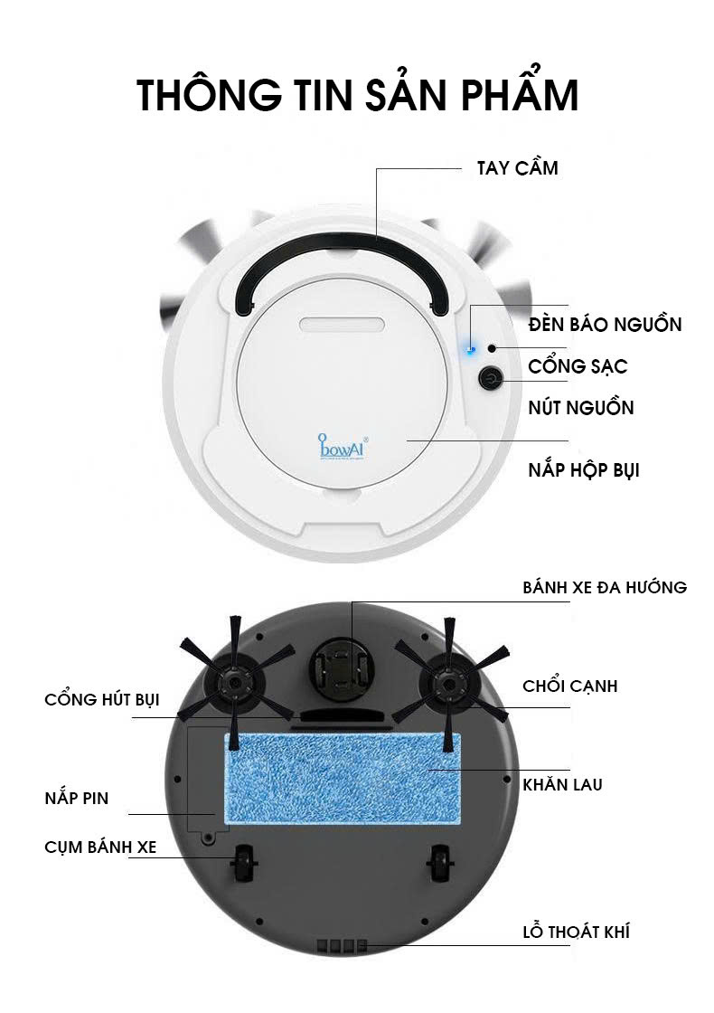 Robot hút bụi thông minh mạnh mẽ linh hoạt RB017