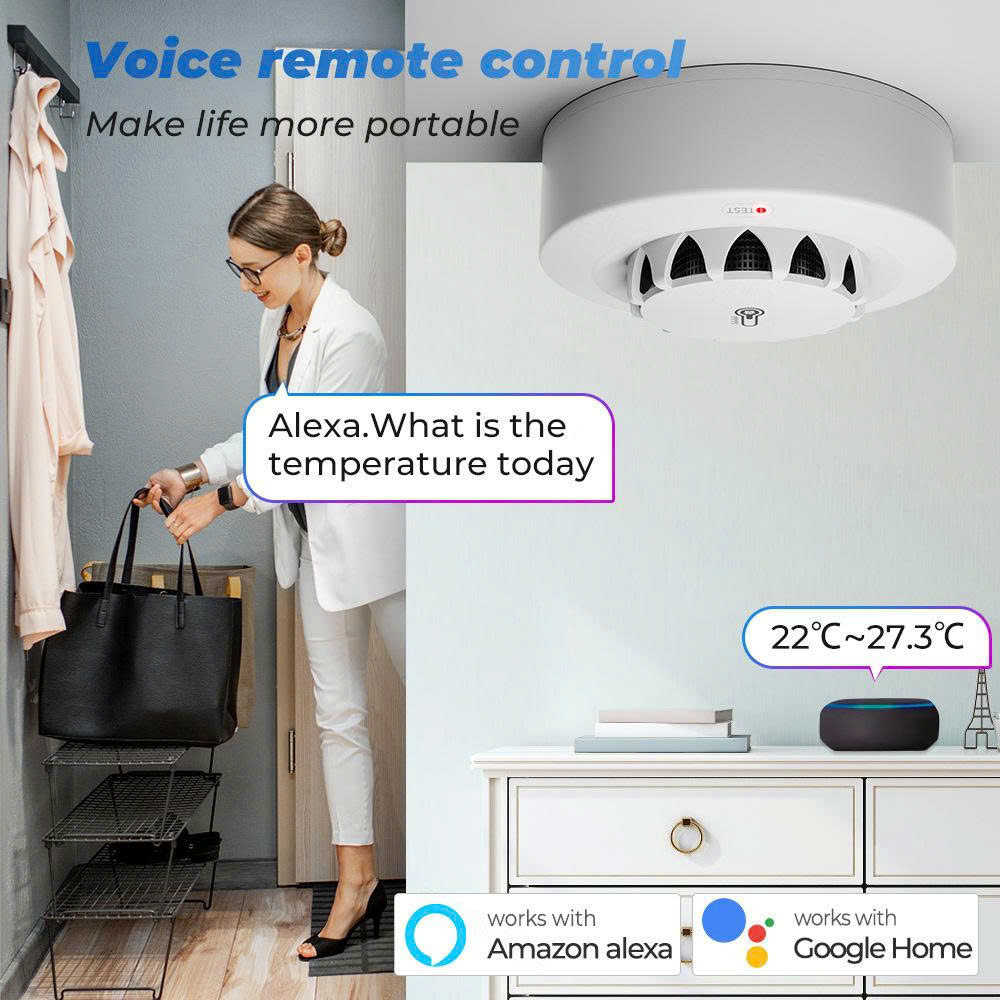 Thiết bị báo khói kết hợp cảm biến nhiệt độ thông minh điều khiển bằng giọng nói TBBC002