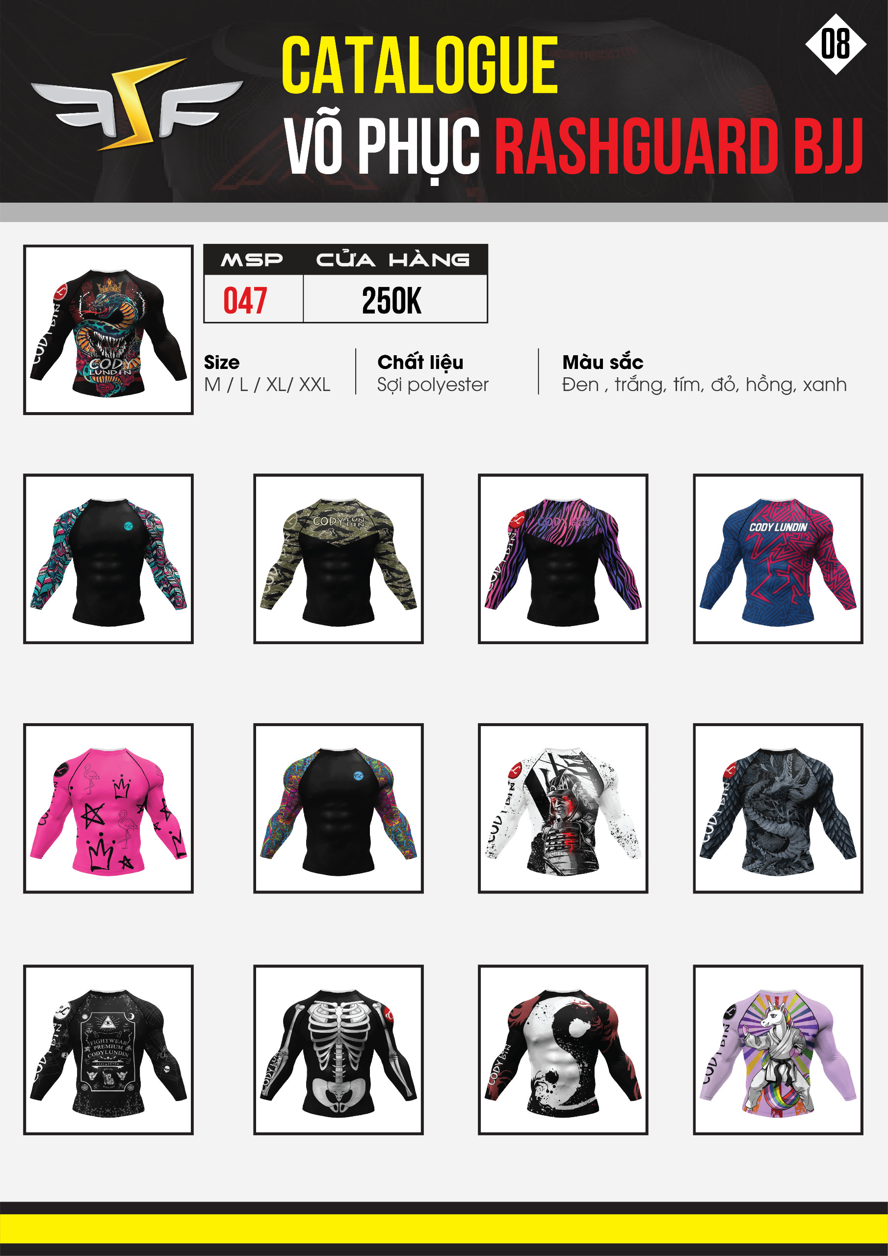 Bộ 4 món quần áo Rashguard BJJ MMA 047