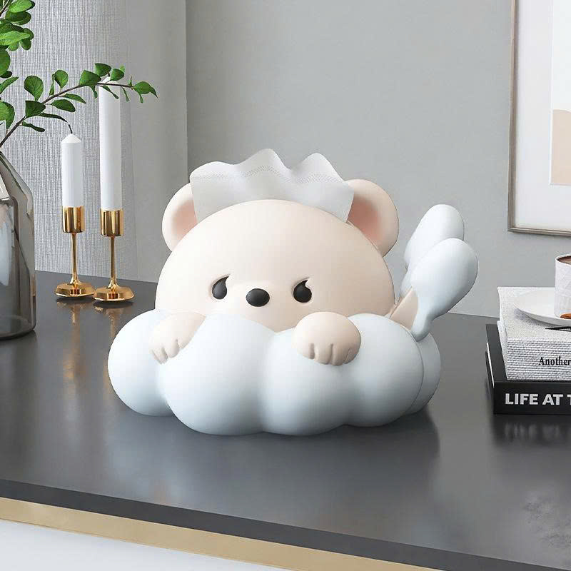 Hộp đựng khăn giấy rút decor trang trí hình gấu bông mây 026