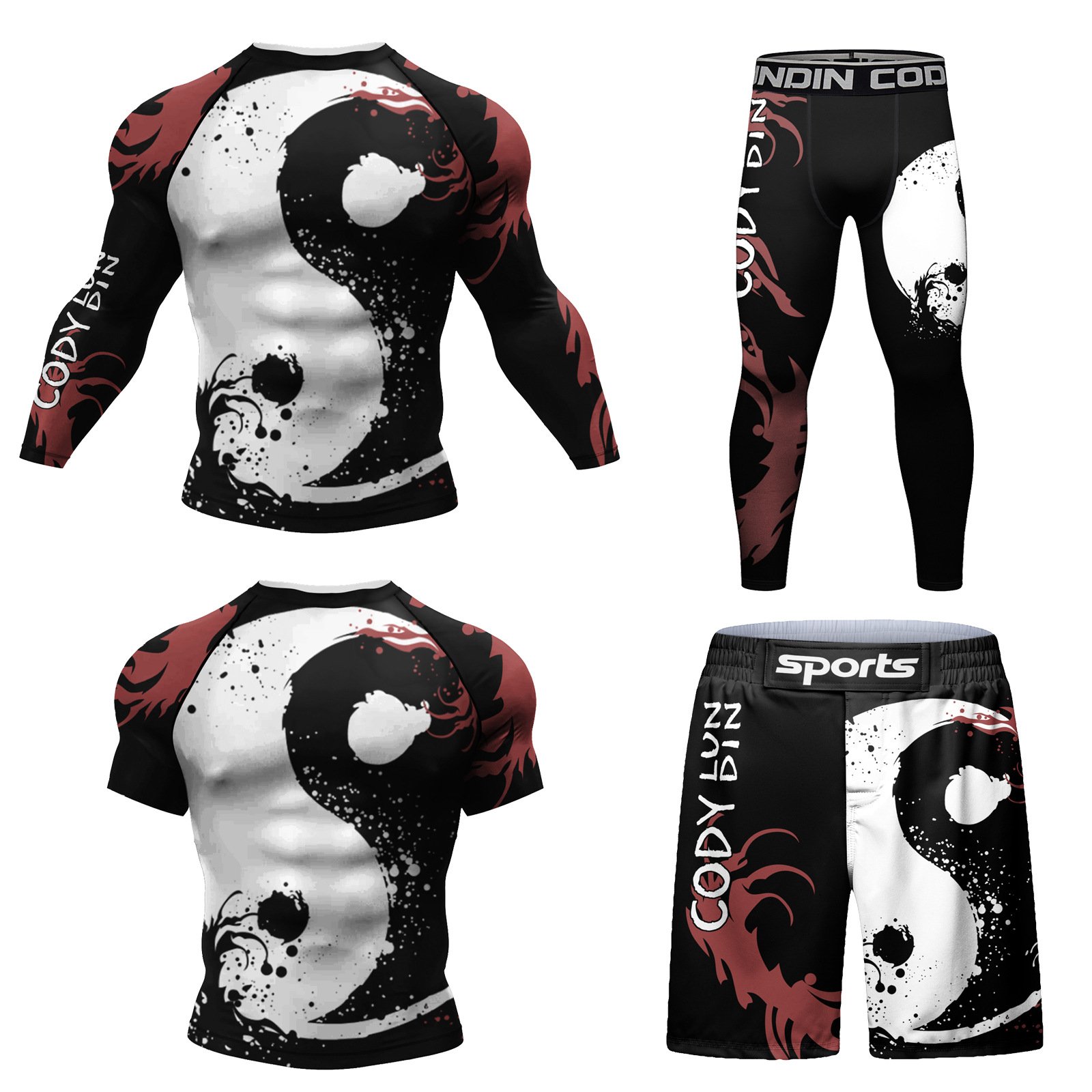 Bộ 4 món quần áo Rashguard BJJ MMA 047