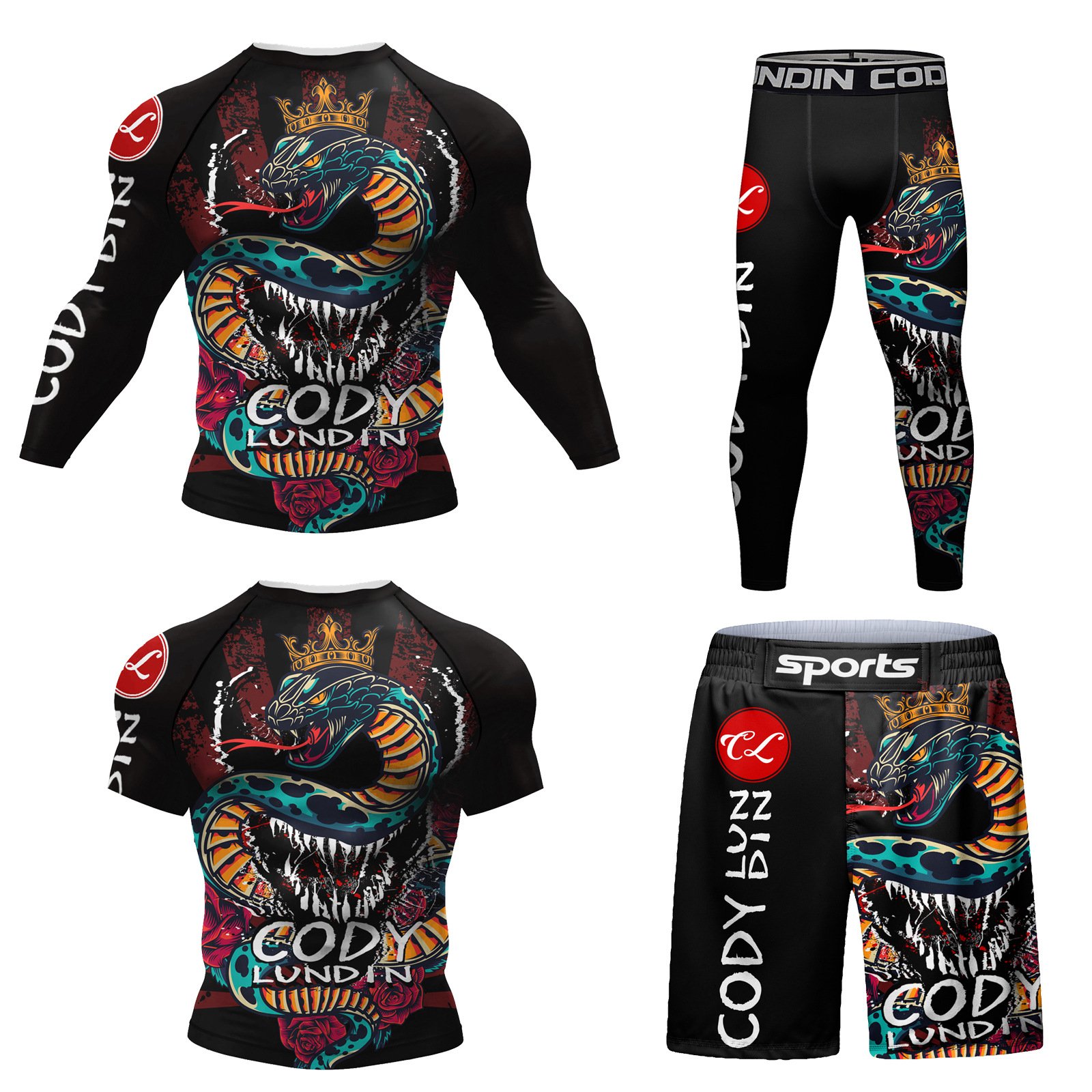 Bộ 4 món quần áo Rashguard BJJ MMA 047