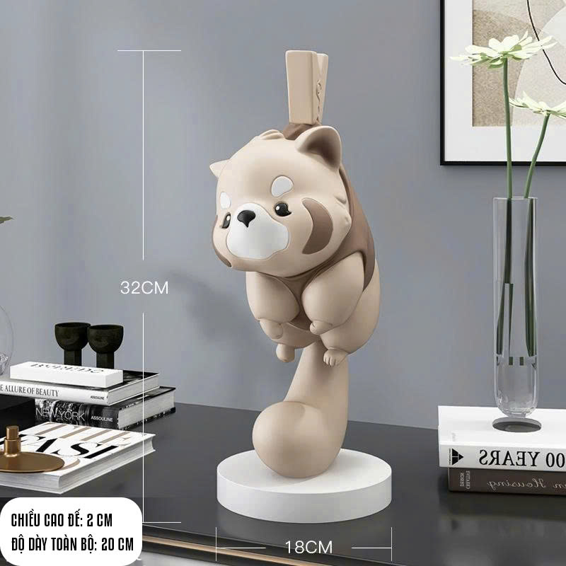 Tượng decor trang trí gấu mèo đáng yêu 013
