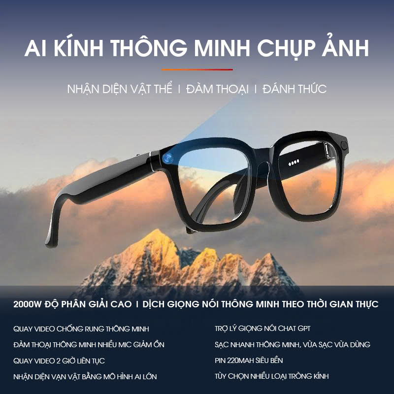 Kính thông minh AI đa chức năng chụp hình quay video dịch giọng nói KAI001