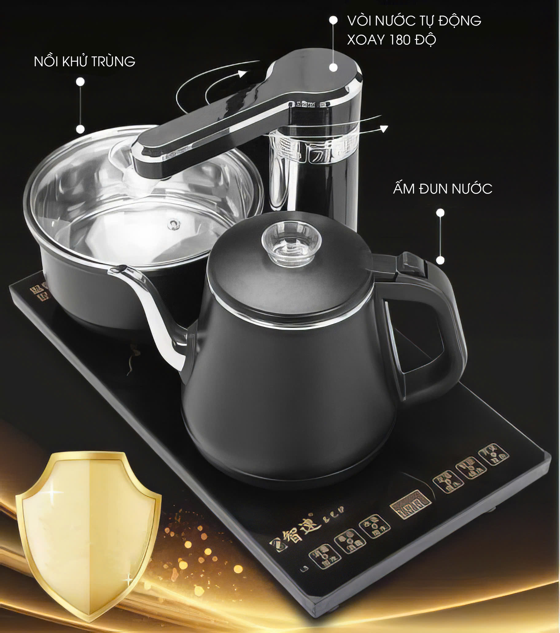 Bàn trà gỗ điện thông minh tích hợp ấm đun vân gỗ đẹp 0133