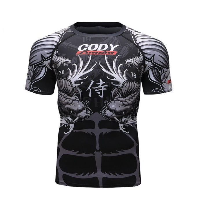 Áo bó tay ngắn tập luyện Rashguard BJJ MMA 048