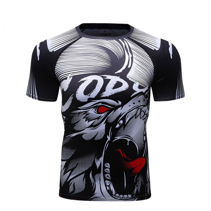 Áo bó tay ngắn tập luyện Rashguard BJJ MMA 048