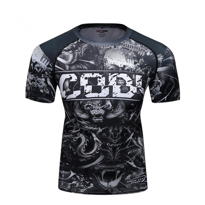 Áo bó tay ngắn tập luyện Rashguard BJJ MMA 048