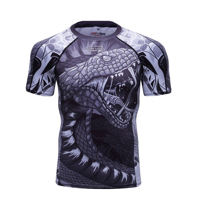 Áo bó tay ngắn tập luyện Rashguard BJJ MMA 048