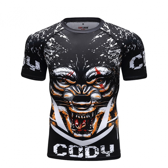 Áo bó tay ngắn tập luyện Rashguard BJJ MMA 048