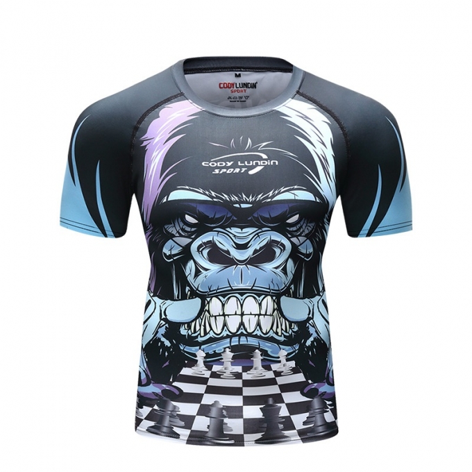 Áo bó tay ngắn tập luyện Rashguard BJJ MMA 048