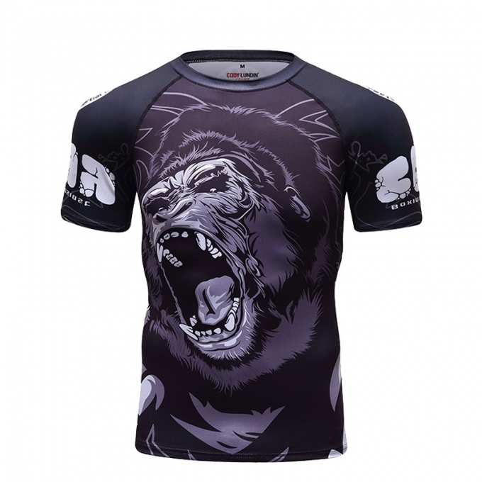 Áo bó tay ngắn tập luyện Rashguard BJJ MMA 048