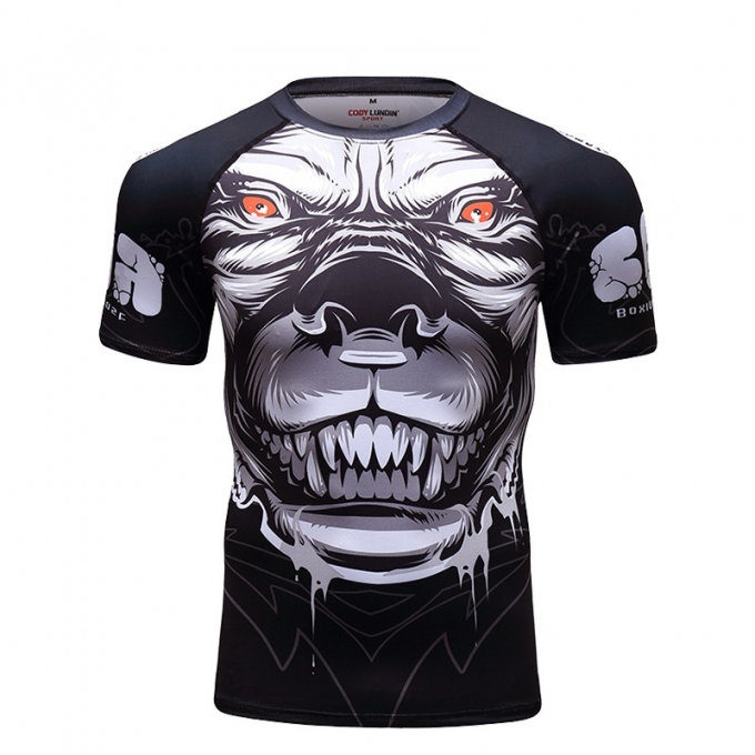 Áo bó tay ngắn tập luyện Rashguard BJJ MMA 048