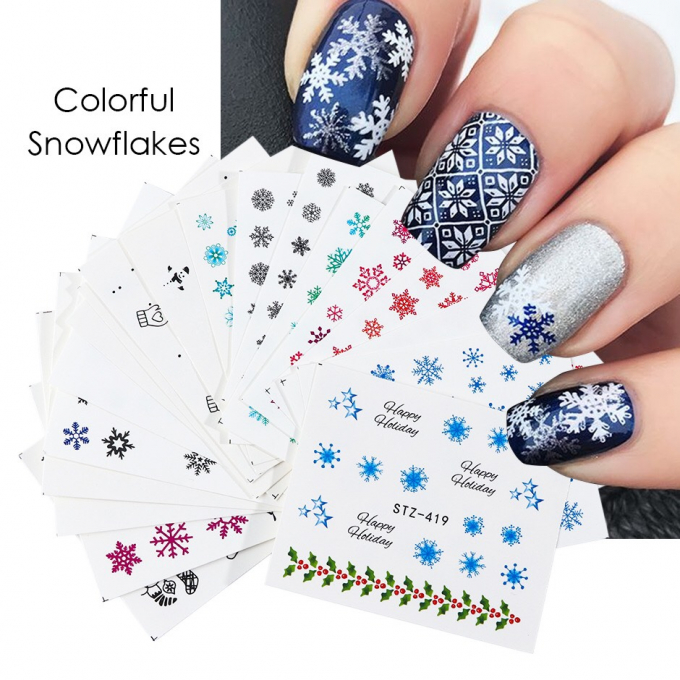 Sticker bông tuyết dán nước trang trí móng nail giáng sinh 0925