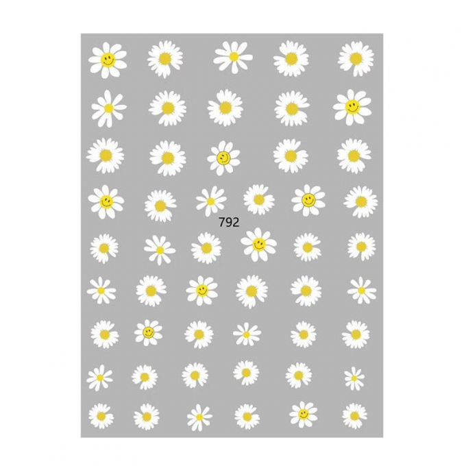 0966 Sticker dán móng hoa cúc trắng