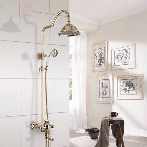 Bộ vòi sen tắm inox sơn Vàng phong cách cổ điển VS050