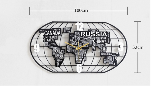Đồng hồ treo tường hình bản đồ thế giới đẹp 069