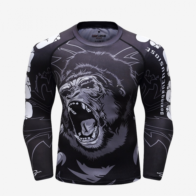 Áo bó tay dài Rashguard tập luyện BJJ MMA 049