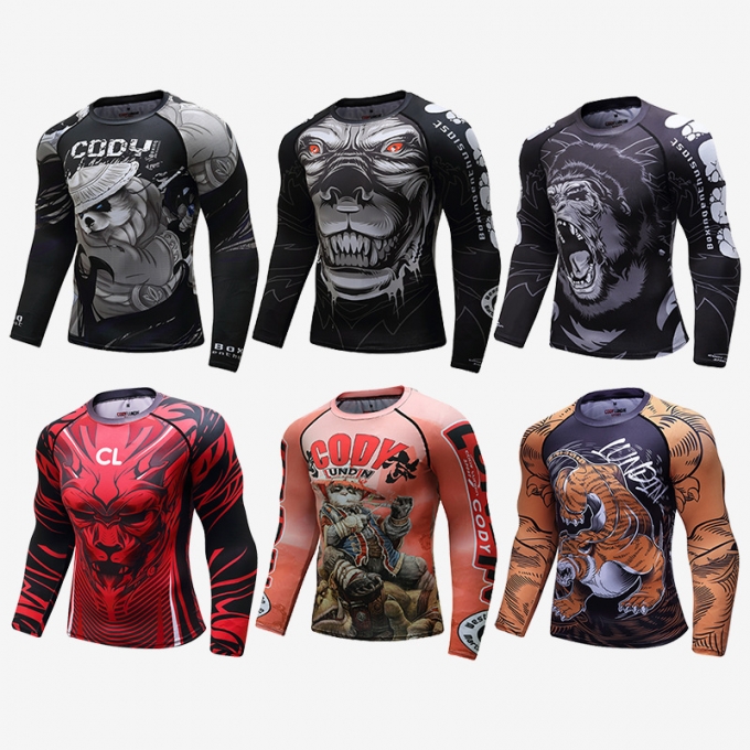 Áo bó tay dài Rashguard tập luyện BJJ MMA 049