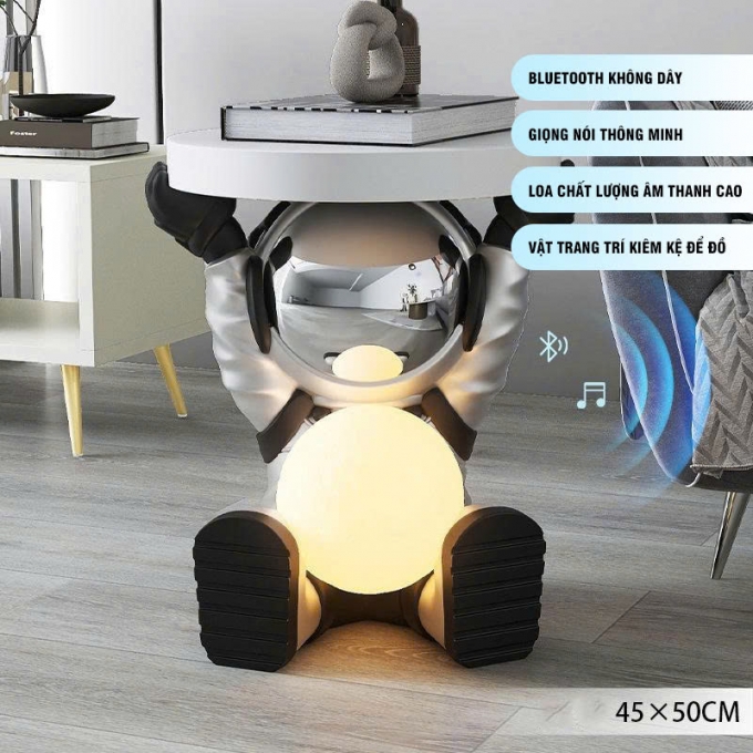 Bàn decor trang trí hình phi hành gia ngồi có đèn LED kết hợp bluetooth 010