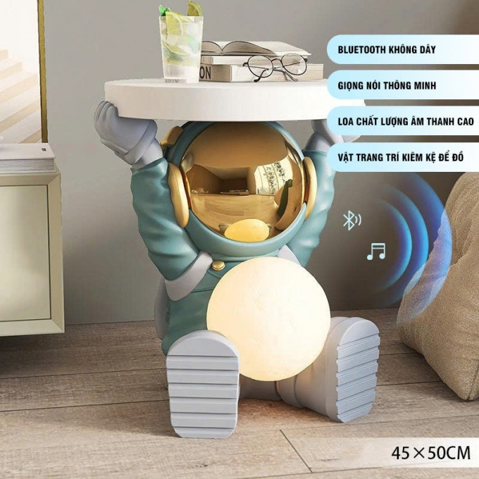 Bàn decor trang trí hình phi hành gia ngồi có đèn LED kết hợp bluetooth 010