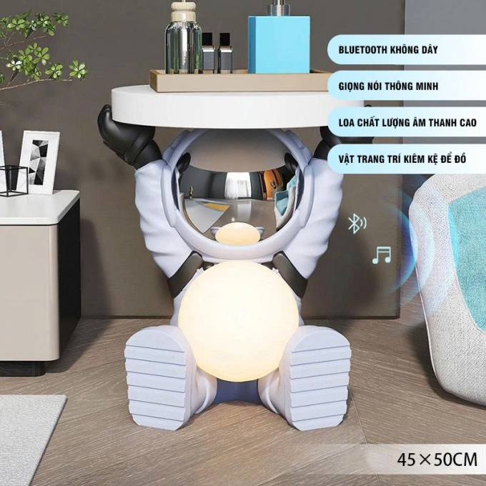 Bàn decor trang trí hình phi hành gia ngồi có đèn LED kết hợp bluetooth 010