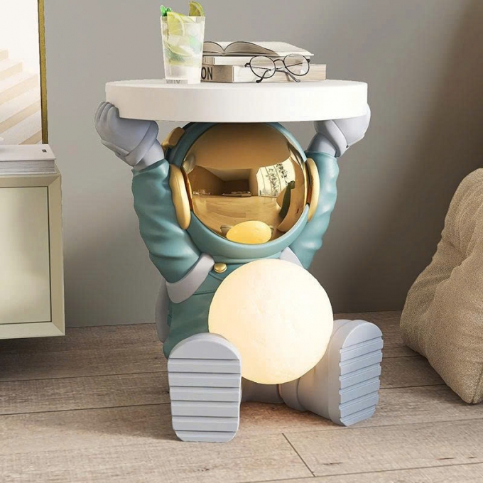 Bàn decor trang trí hình phi hành gia ngồi có đèn LED kết hợp bluetooth 010