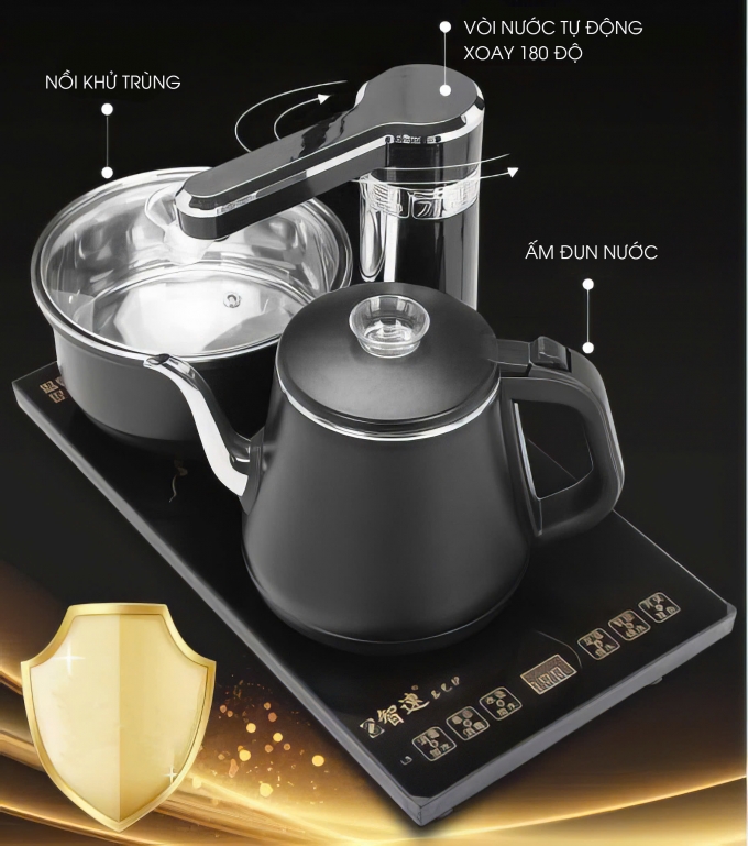 Bàn trà gỗ điện thông minh tích hợp ấm đun vân gỗ đẹp 0133