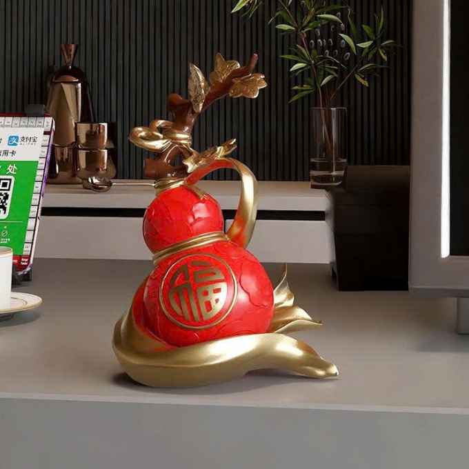 Bình hồ lô decor trang trí để bàn phong cách Trung Hoa 015