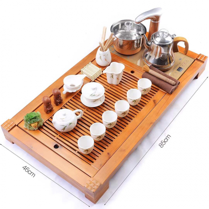 Bộ bàn trà gỗ điện đa năng tách tráng men kt 85x46x6cm 0091