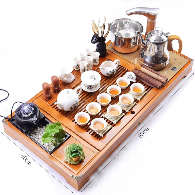 Bộ bàn trà gỗ điện đa năng tráng men cao cấp kt 83x40x6cm 0088