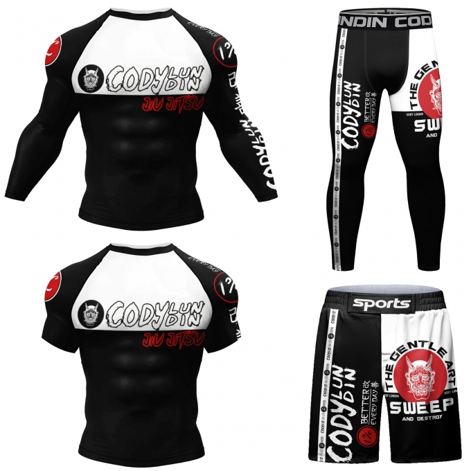 Bộ đồ bó quần áo Rashguard BJJ MMA bơi lội cao cấp 052