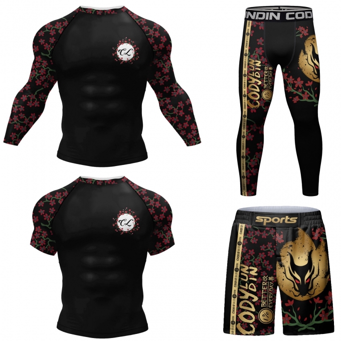 Bộ đồ bó quần áo Rashguard BJJ MMA bơi lội cao cấp 052