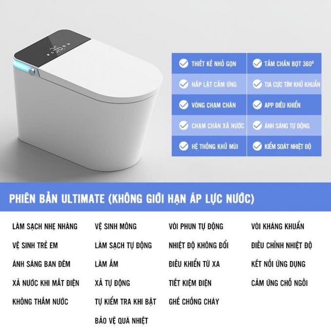 Bồn cầu công nghệ thông minh tích hợp xả tự động 003