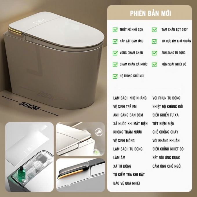 Bồn cầu điện thông minh cỡ nhỏ 006