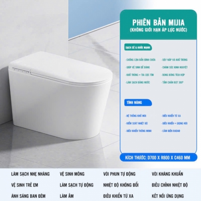 Bồn cầu điện thông minh không giới hạn áp lực nước 004