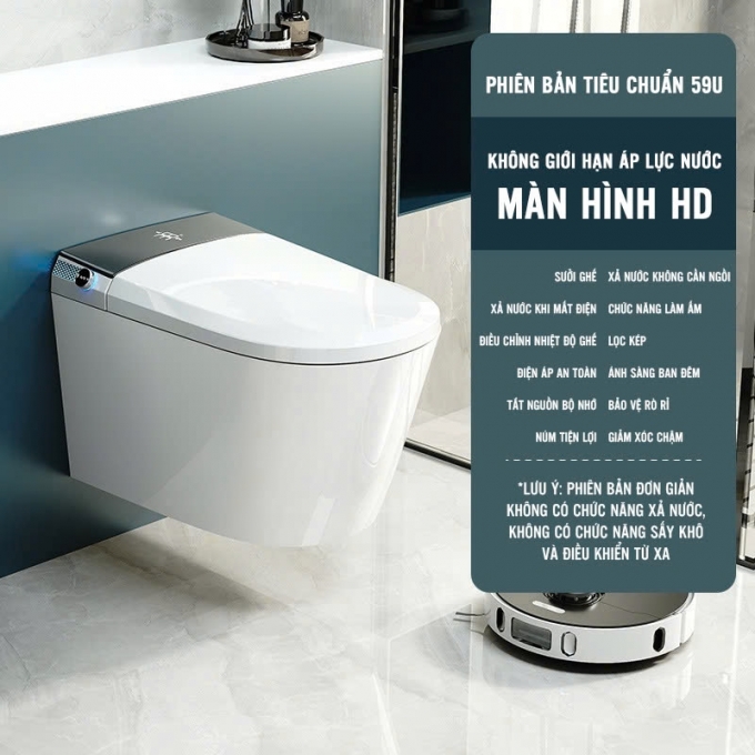 Bồn cầu thông minh âm tường hoàn toàn tự động tích hợp điện nước ẩn 033