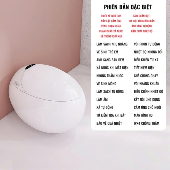Bồn cầu thông minh hình quả trứng cao cấp 035
